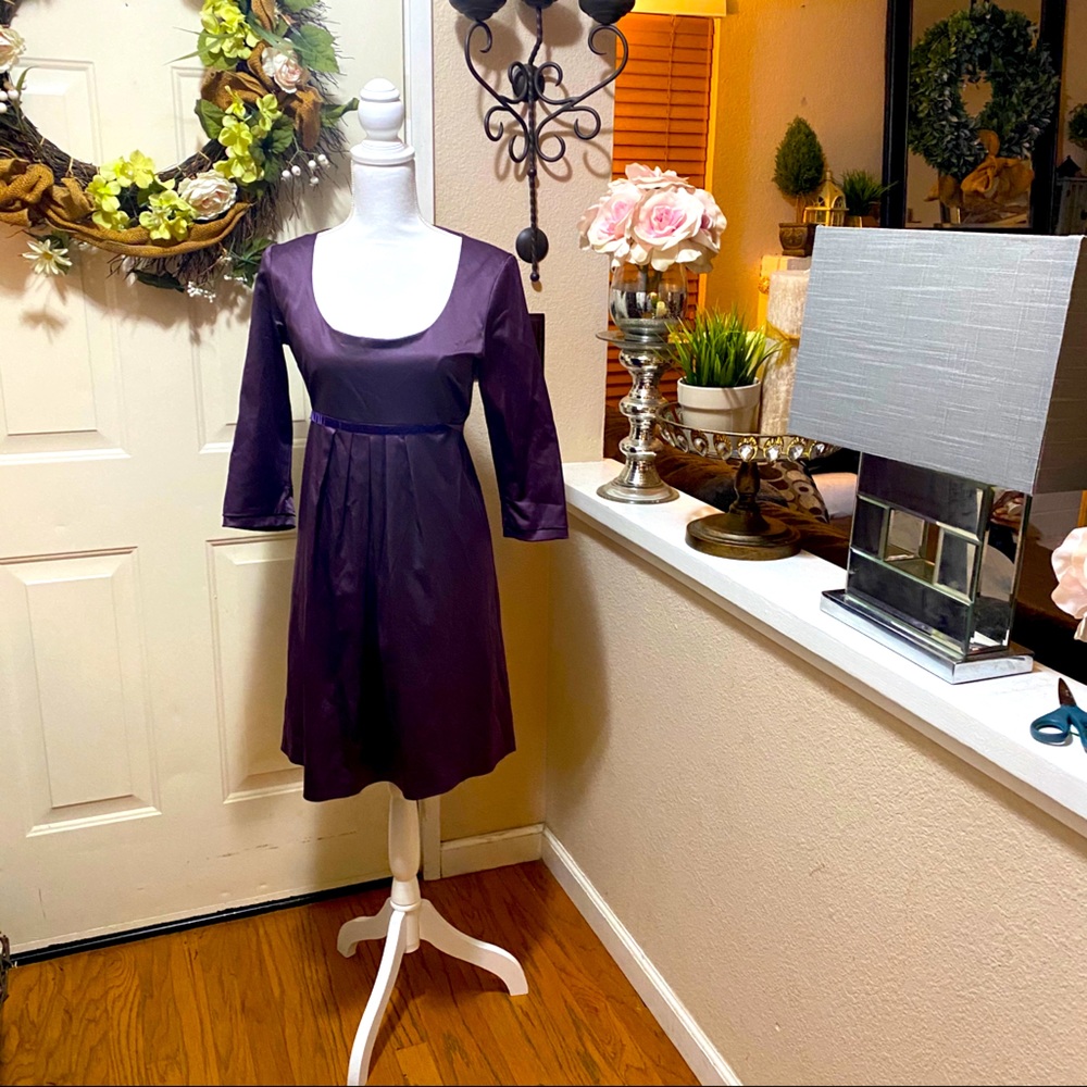 Angela Mele Milano Grape Color Pleated Midi Dress